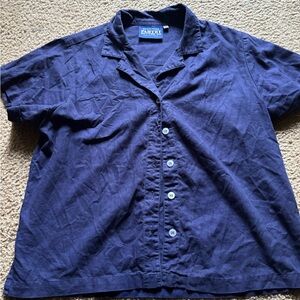 Big Bud Press Navy Linen Blend Pantry S/S Button Front Size Medium